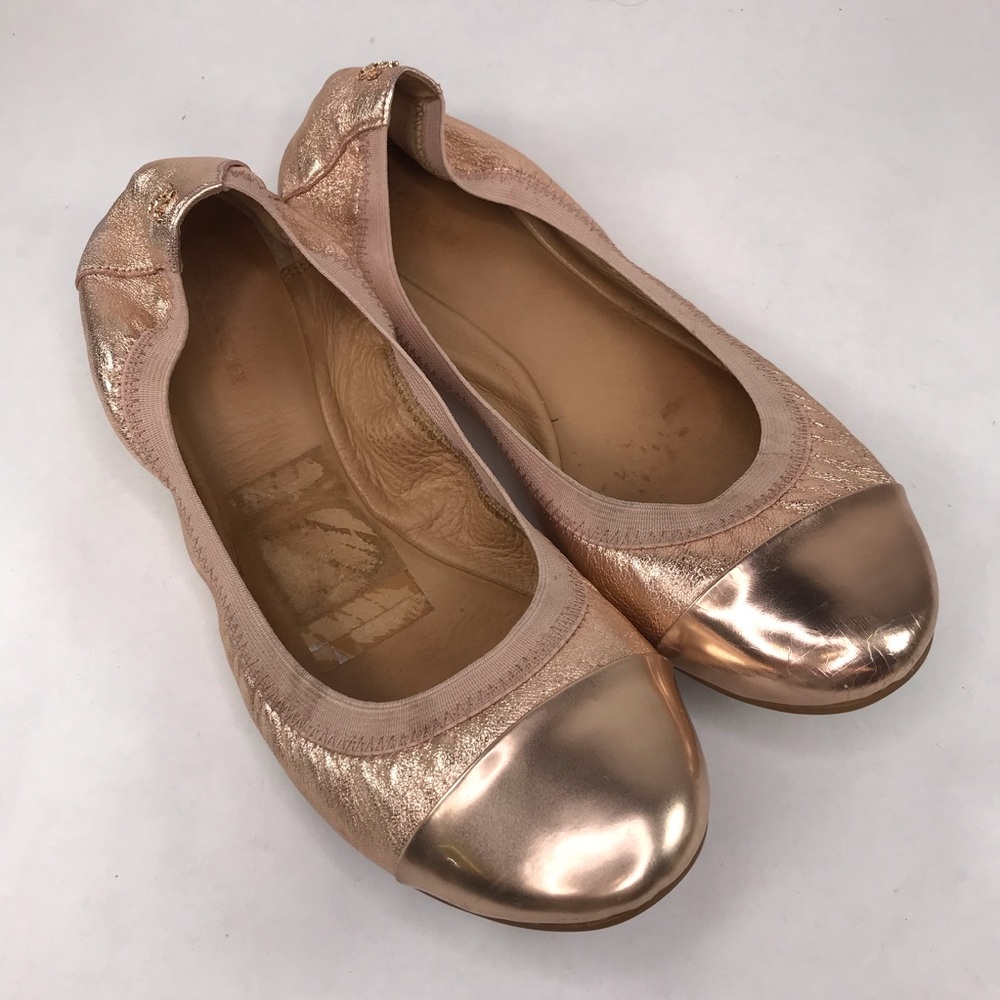 Coach Dalia Metallic Rose Gold Cap Toe Ballerina Flat Shoe